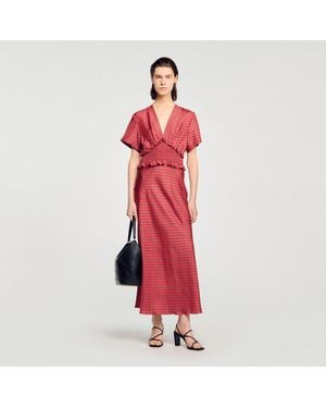 Sandro Scarf Print Maxi Dress - Red