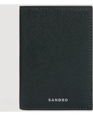 Sandro Saffiano Leather Card Holder - Black