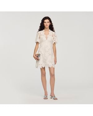 Sandro Flower Print Short Dress - Natural