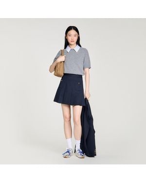 Sandro Detachable Collar Wool Jumper - Blue