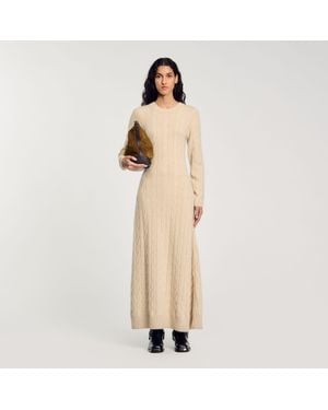 Sandro Cable Knit Maxi Dress - Natural