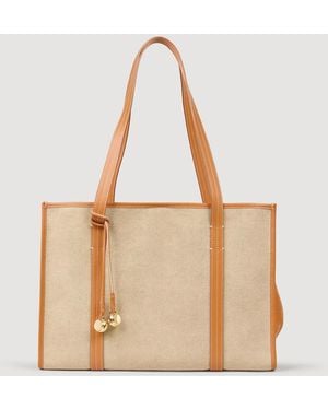 Sandro Canvas Shopping Bag - Natural