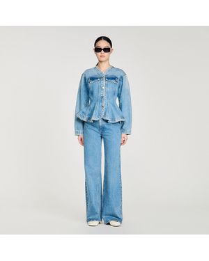 Sandro Beaded Denim Jacket - Blue