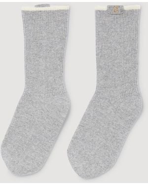 Sandro Two-Tone Knee-High Socks - White