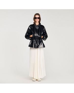Sandro Smooth Leather Jacket - Black