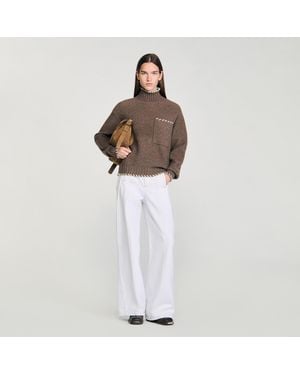 Sandro Oversized Turtleneck Jumper - White