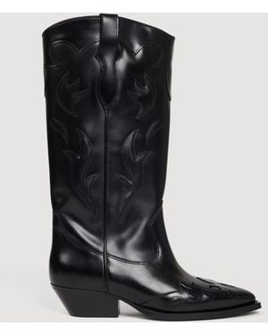 Sandro Bottes santiag en cuir - Noir