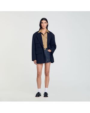 Sandro Oversized Suit Jacket - Blue