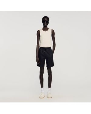 Sandro Cotton Shorts With Elastic Waist - Black