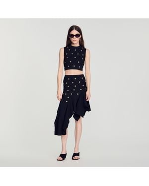Sandro Studded Knit Top - Blue