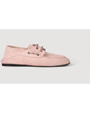 Sandro Suede Boat Shoe Loafers - Pink