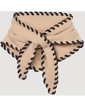 Sandro Wool And Cashmere Scarf Snood - Natural
