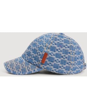 Sandro Denim Cap With Cross Motif - Blue