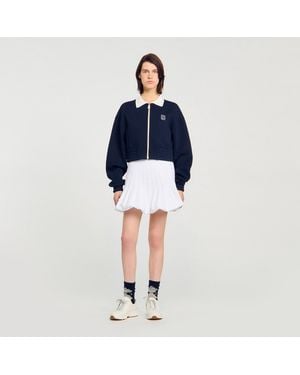 Sandro Cropped Two-Tone Sweatshirt - Blue