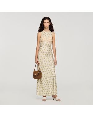 Sandro Flower Print Maxi Dress - Metallic