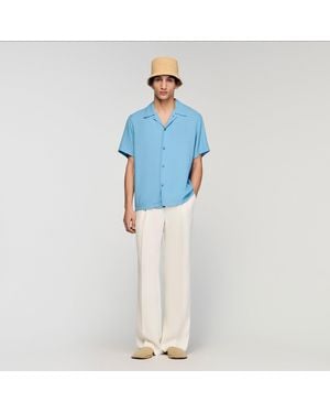 Sandro Loose-Fit Shark Collar Shirt - Blue