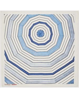 Sandro Striped Silk Scarf - Blue