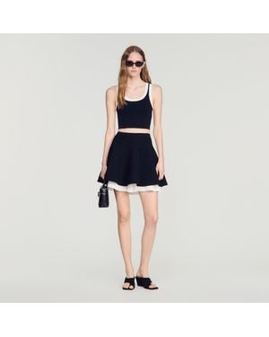 Sandro Two-Tone Knit Skirt - Blue
