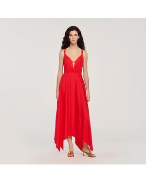 Sandro Asymmetric Maxi Dress - Red
