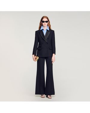 Sandro Tuxedo Jacket With Satin Collar - Blue