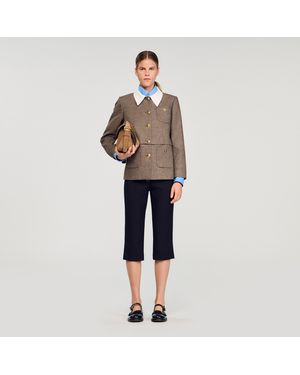 Sandro Houndstooth Suit Jacket - Brown