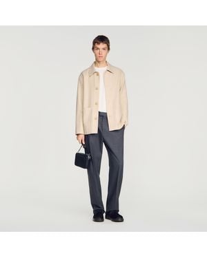Sandro Straight Buttoned Wool Jacket - Blue