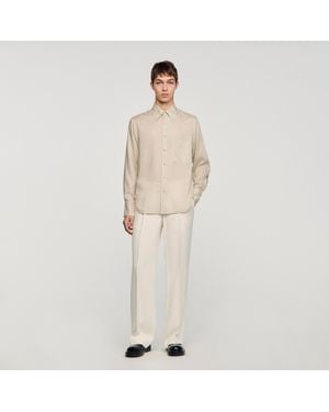 Sandro Striped Loose-Fit Shirt - Natural