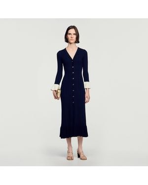 Sandro Two-Tone Knit Maxi Dress - Blue