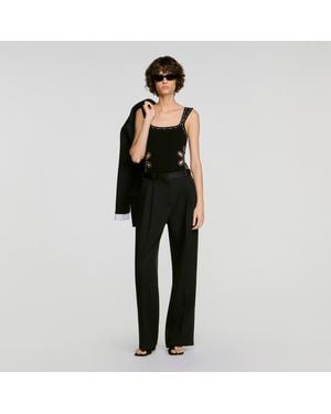 Sandro Studded Knit Bodysuit - Black