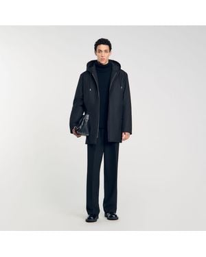 Sandro Hooded Parka With Zip - Blue