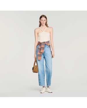 Sandro Short Ribbed Knit Top - Blue