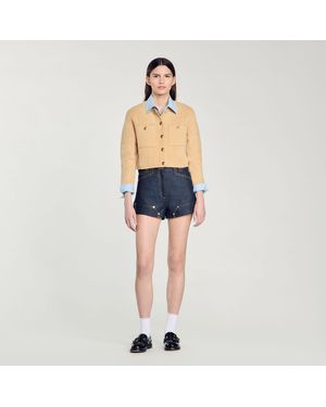 Sandro Short Knit Jacket - Blue