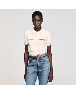 Sandro Slim Leather Belt - Blue