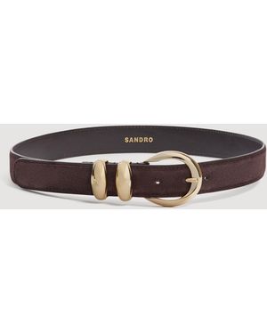 Sandro Suede Leather Belt - Brown