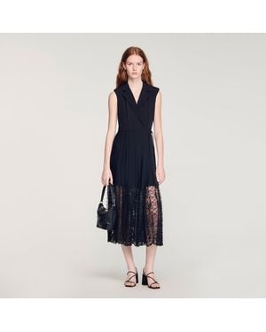 Sandro Lace Collar Maxi Dress - Blue