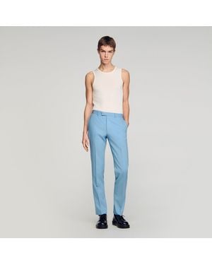 Sandro Wool Suit Trousers - Blue