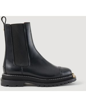 Sandro Liam Leather Chelsea Boots - Black