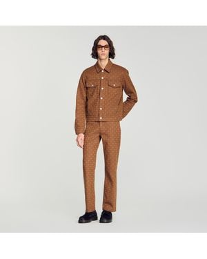 Sandro Square Cross Denim Jacket - Brown