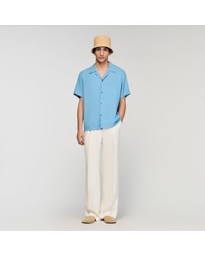 Sandro Loose-Fit Shark Collar Shirt - Blue