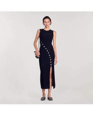 Sandro Maxi Dress With Rhinestone Jewellery - Blue