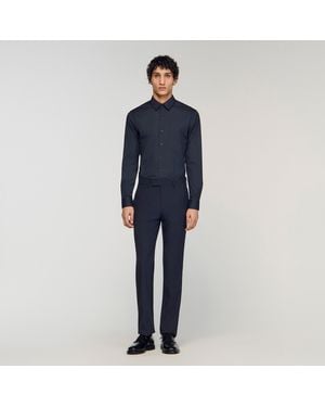 Sandro Fitted Stretch Cotton Shirt - Blue