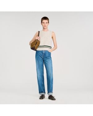 Sandro Wide-Leg Striped Jeans - Blue