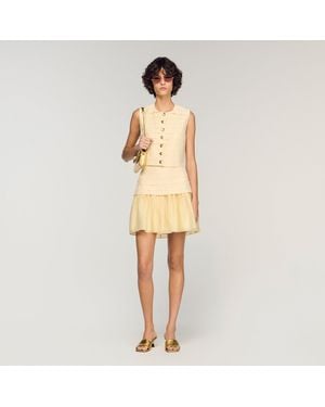 Sandro Pleated Crop Top - Natural