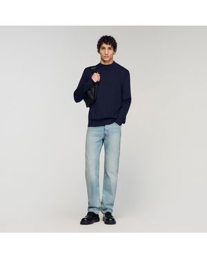Sandro Wool Jumper With High Neck - Blue