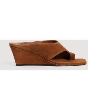 Sandro Suede Wedge Sandals - Brown