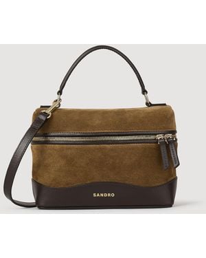 Sandro Tangoso Leather And Suede Vanity - Brown