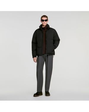 Sandro Zip-Up Tech Fabric Puffer Jacket - Black