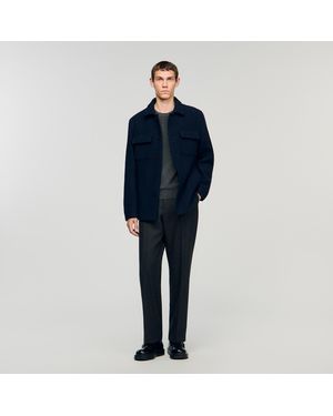 Sandro Wool Overshirt - Blue