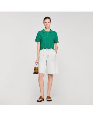 Sandro Decorative Knit Polo-Neck Jumper - Green