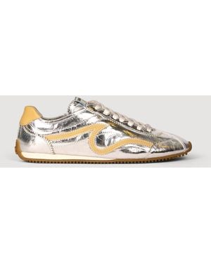 Sandro Lightwave Metallic Leather Trainers - Natural